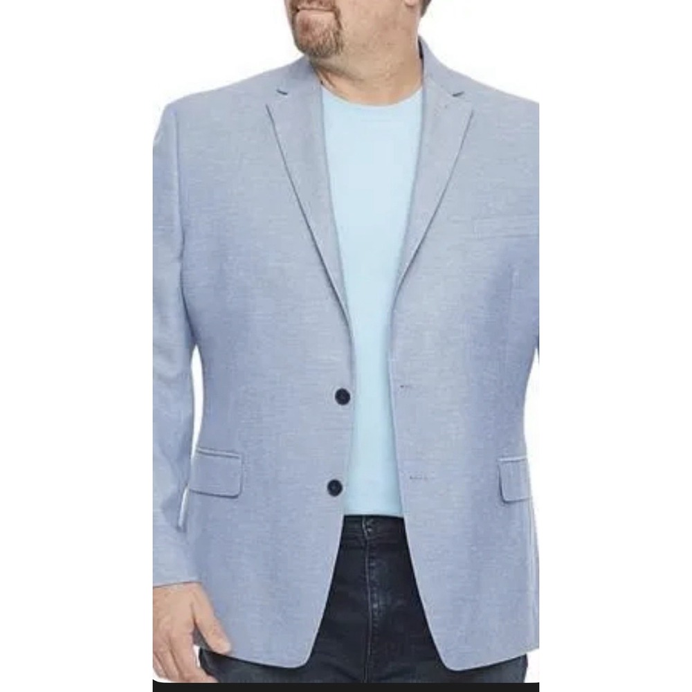 Shaquille O'Neal XLG Blazer Mens 50 Long Blue Sport Coat Jacket poly linen